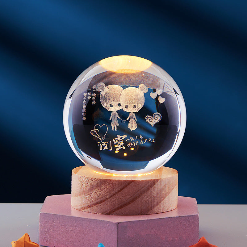 Lámpara Nocturna Cristal 3D
