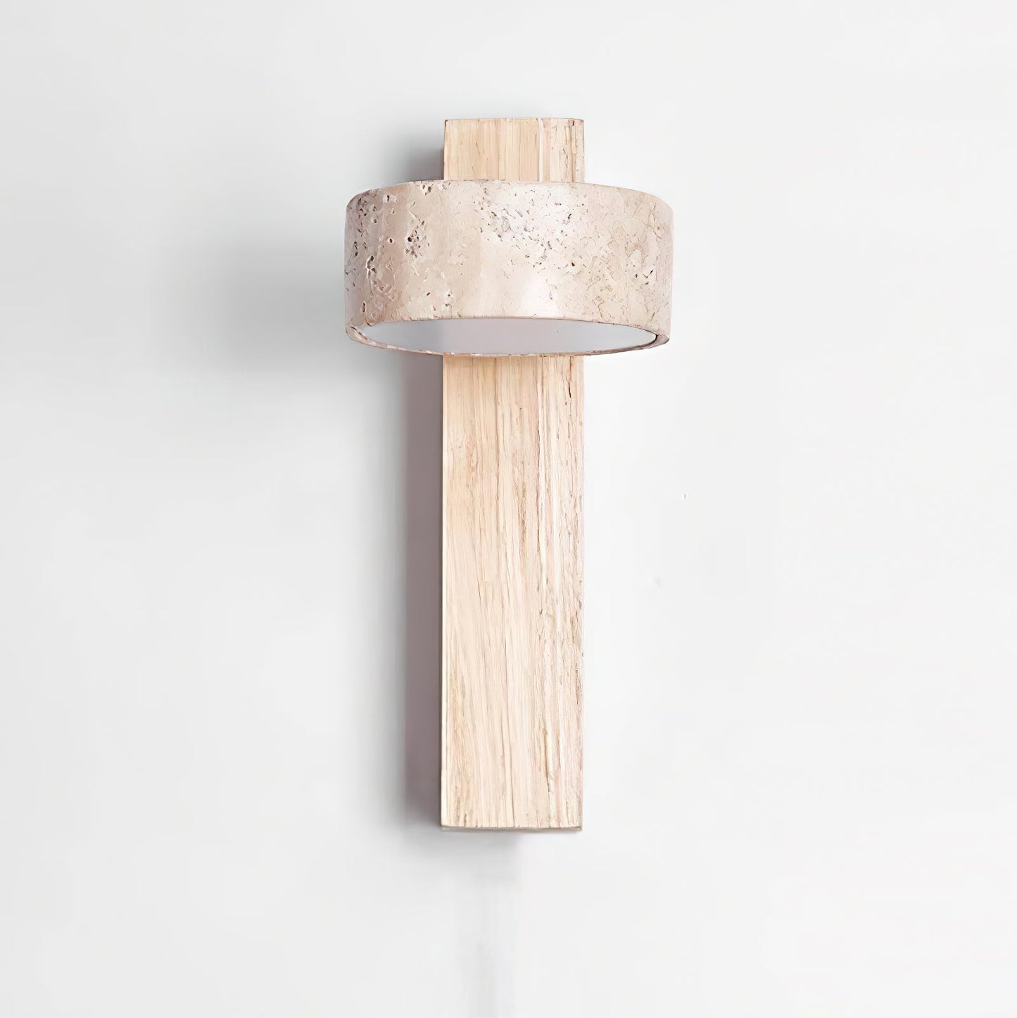 Kyoto | Aplique de Pared en Travertino y Nogal – Luz LED Cálida y Minimalista