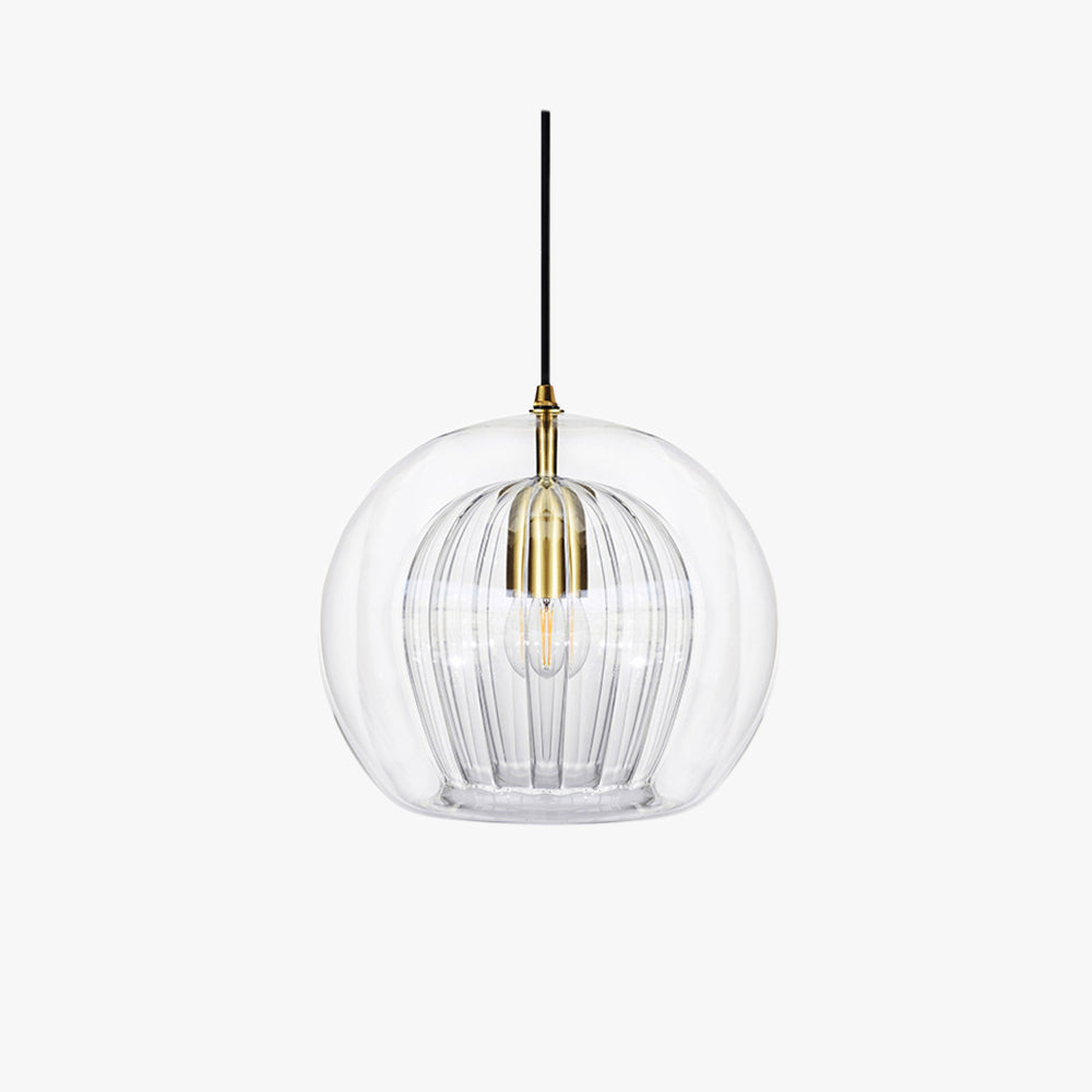 Hailie Nowoczesna Lampa Wisząca LED Kulista Metal/Szkło Przezroczysty/Bursztynowy do Sypialni/Jadalni/Salonu