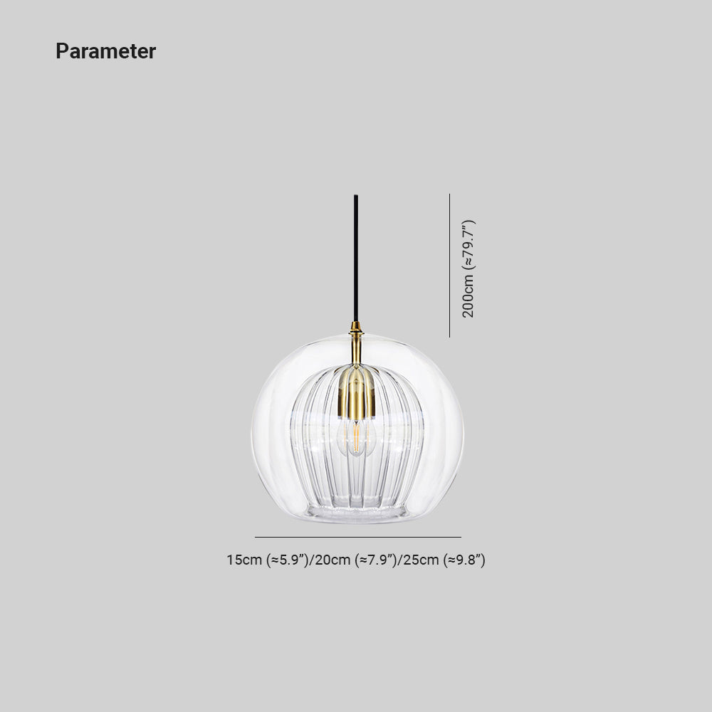 Hailie Nowoczesna Lampa Wisząca LED Kulista Metal/Szkło Przezroczysty/Bursztynowy do Sypialni/Jadalni/Salonu