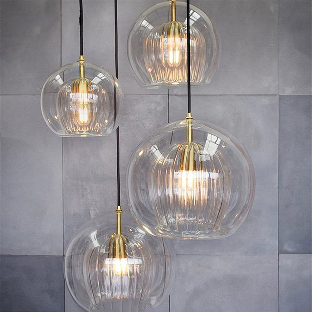 Hailie Nowoczesna Lampa Wisząca LED Kulista Metal/Szkło Przezroczysty/Bursztynowy do Sypialni/Jadalni/Salonu