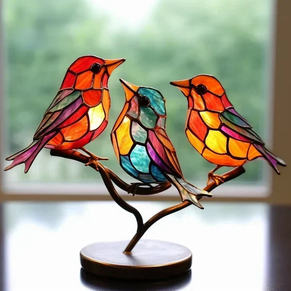 Escultura Pájaro Vidrio Decorativa