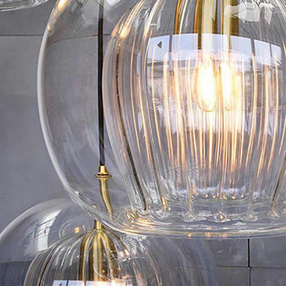 Hailie Nowoczesna Lampa Wisząca LED Kulista Metal/Szkło Przezroczysty/Bursztynowy do Sypialni/Jadalni/Salonu