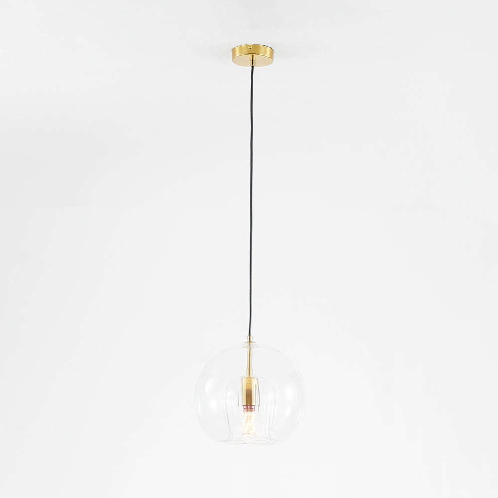 Hailie Nowoczesna Lampa Wisząca LED Kulista Metal/Szkło Przezroczysty/Bursztynowy do Sypialni/Jadalni/Salonu