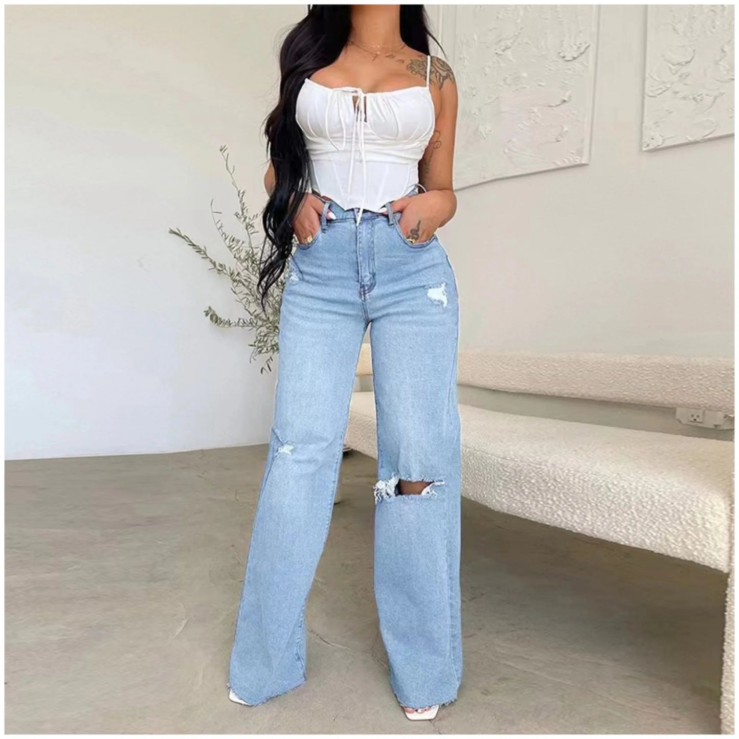 Jeans Rectos Mujer Vintage