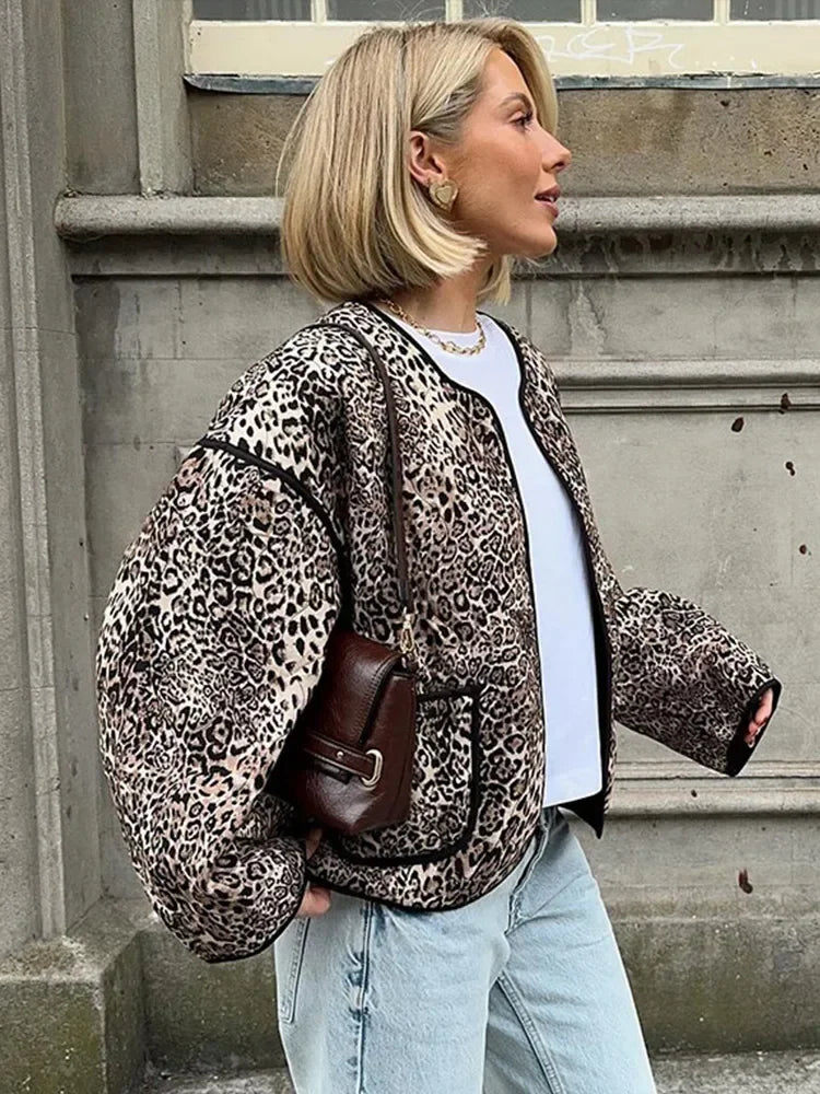 Chaqueta Mujer Acolchada Leopardo