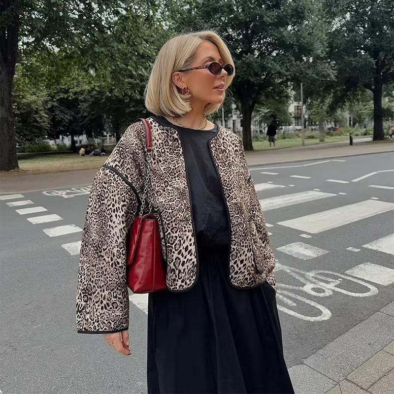 Chaqueta Mujer Acolchada Leopardo