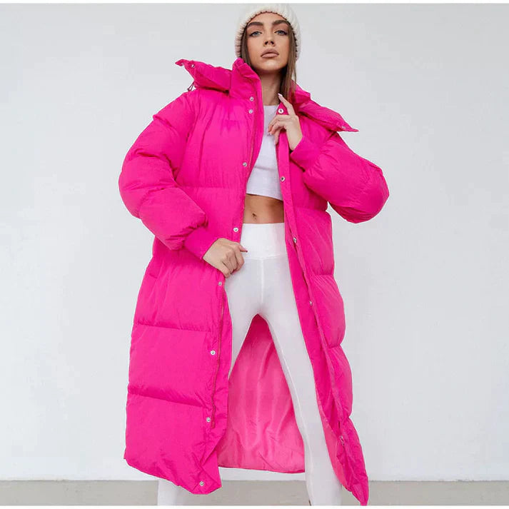Abrigo Acolchado Largo con Capucha para Mujer – Protección Total para el Invierno