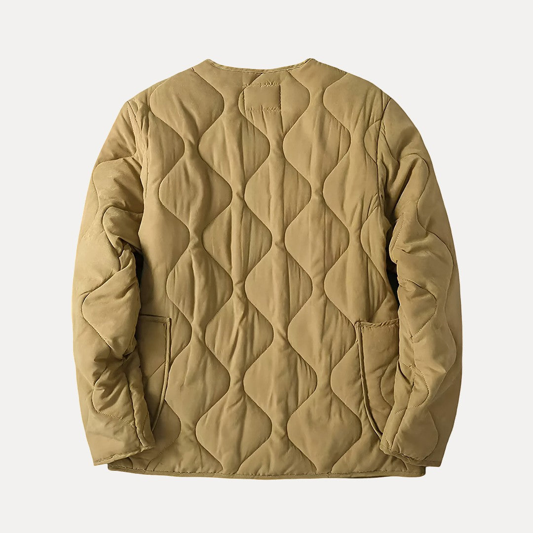 Chaqueta Acolchada Sin Cuello para Mujer – Estilo Moderno y Cálido