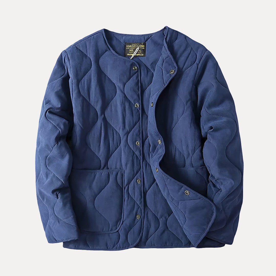 Chaqueta Acolchada Sin Cuello para Mujer – Estilo Moderno y Cálido