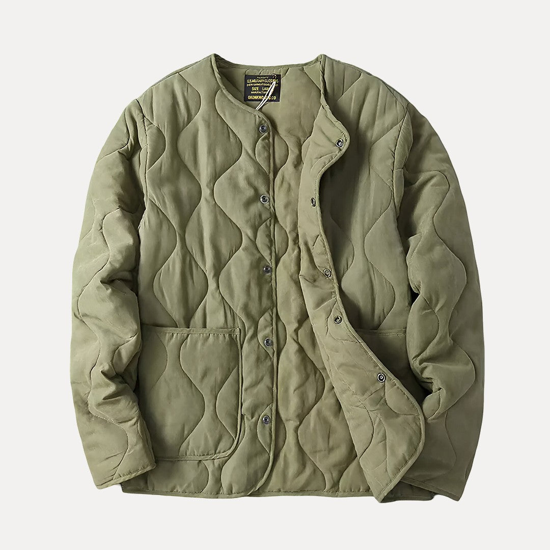 Chaqueta Acolchada Sin Cuello para Mujer – Estilo Moderno y Cálido