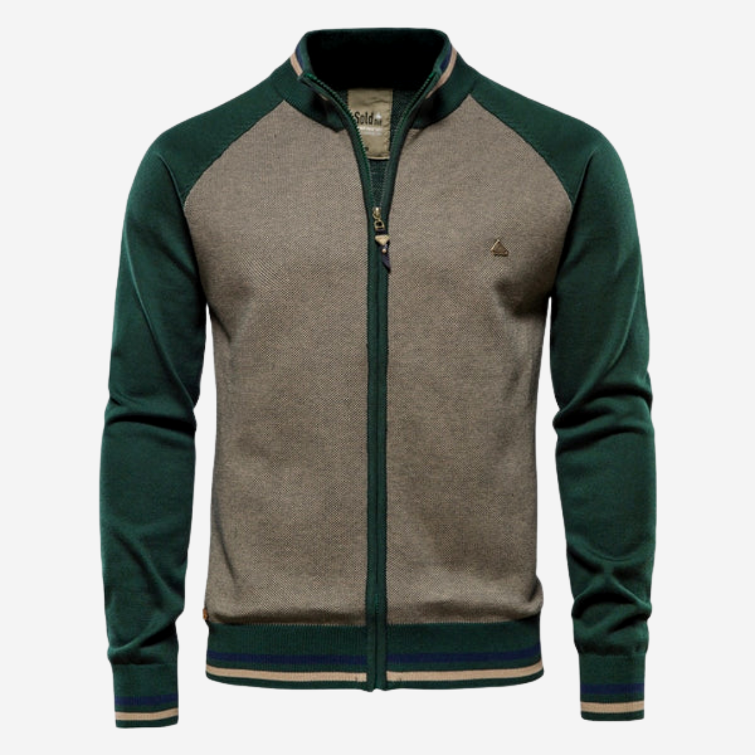 Striped CardiganChaqueta de punto con rayas para hombre – slim fit con cremallera y cuello cuadrado