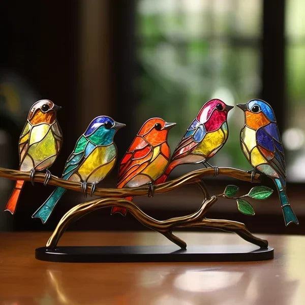 Escultura Pájaro Vidrio Decorativa