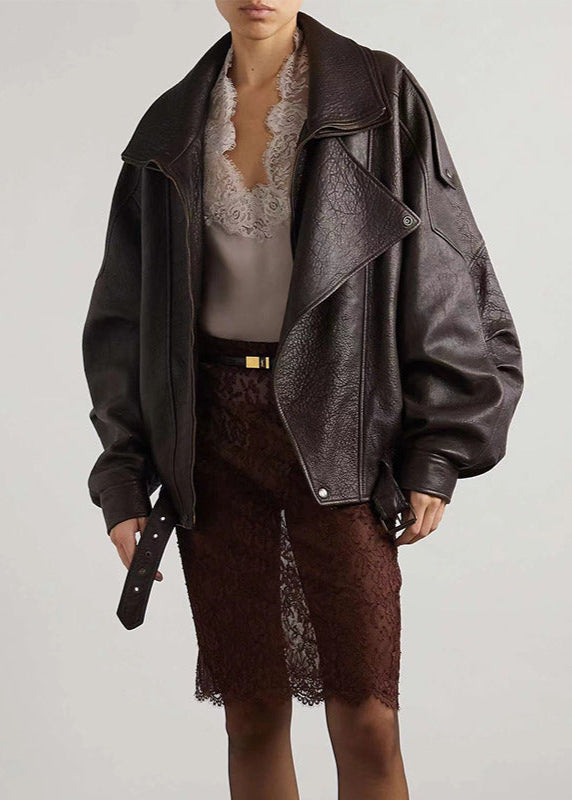 Chaqueta Motera Oversize de Cuero Sintético – Estilo Vintage