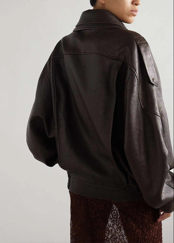 Chaqueta Motera Oversize de Cuero Sintético – Estilo Vintage