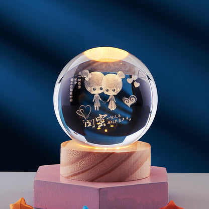 Lámpara Nocturna Cristal 3D