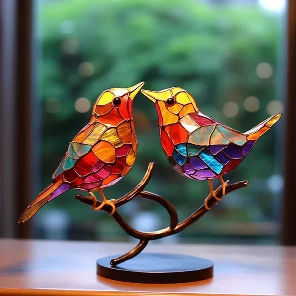 Escultura Pájaro Vidrio Decorativa