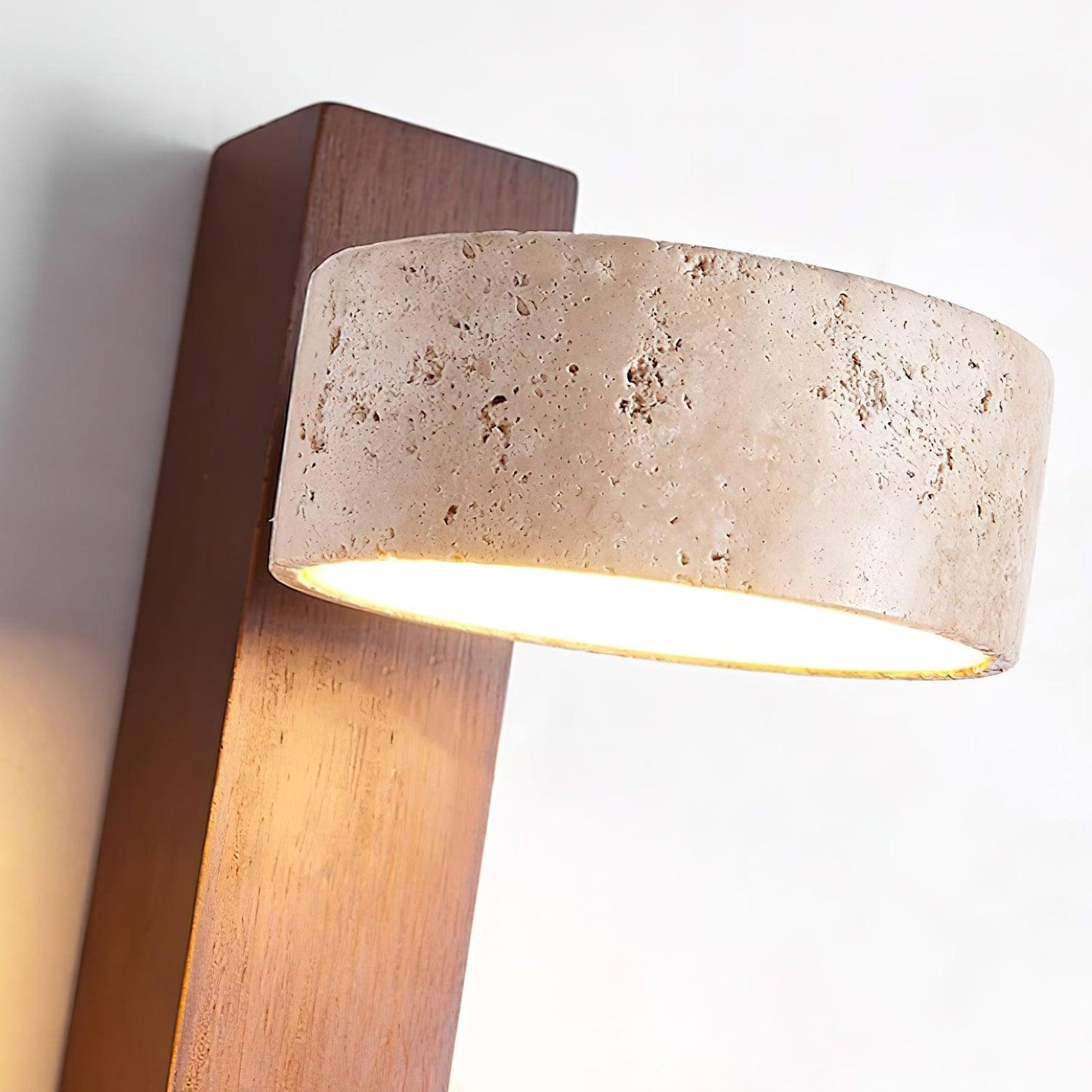 Kyoto | Aplique de Pared en Travertino y Nogal – Luz LED Cálida y Minimalista