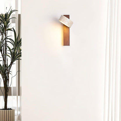 Kyoto | Aplique de Pared en Travertino y Nogal – Luz LED Cálida y Minimalista