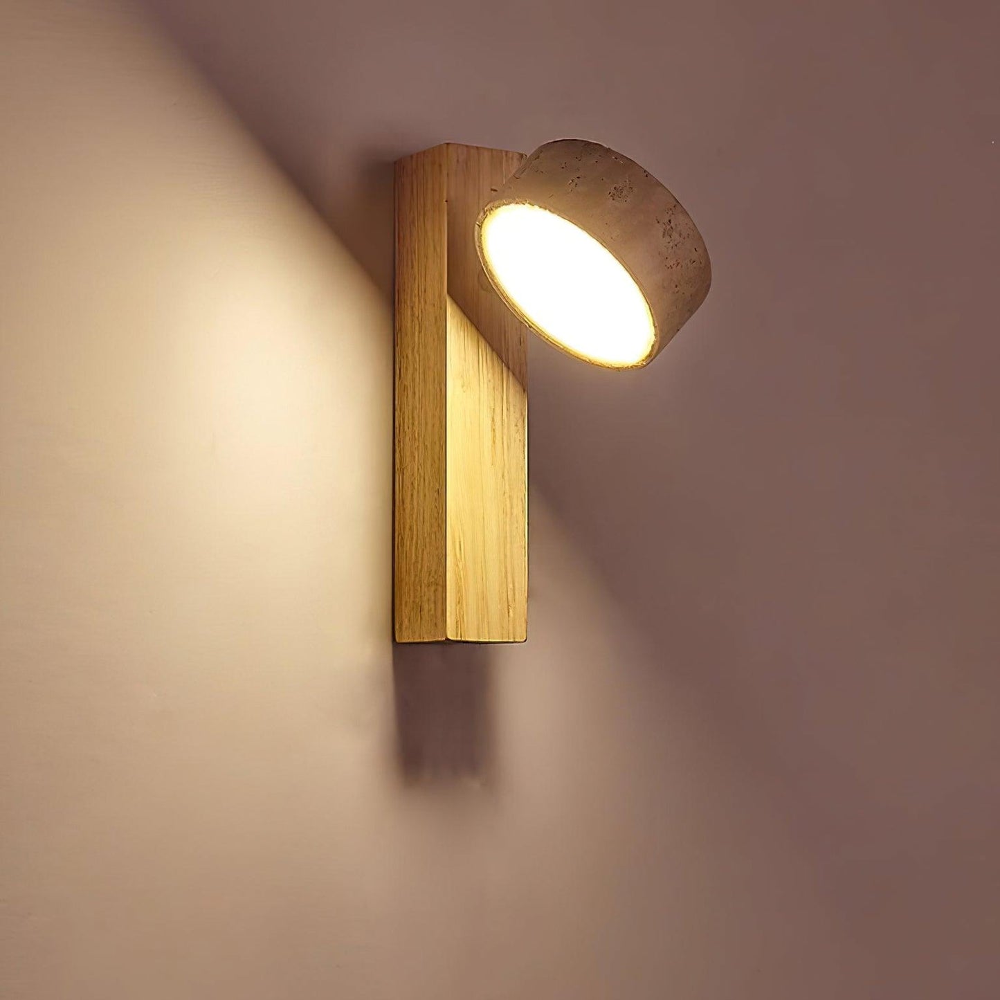 Kyoto | Aplique de Pared en Travertino y Nogal – Luz LED Cálida y Minimalista