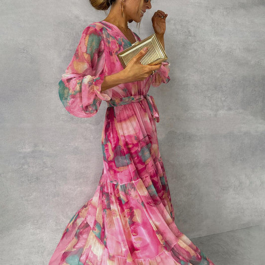 Vestido Largo Floral Envolvente