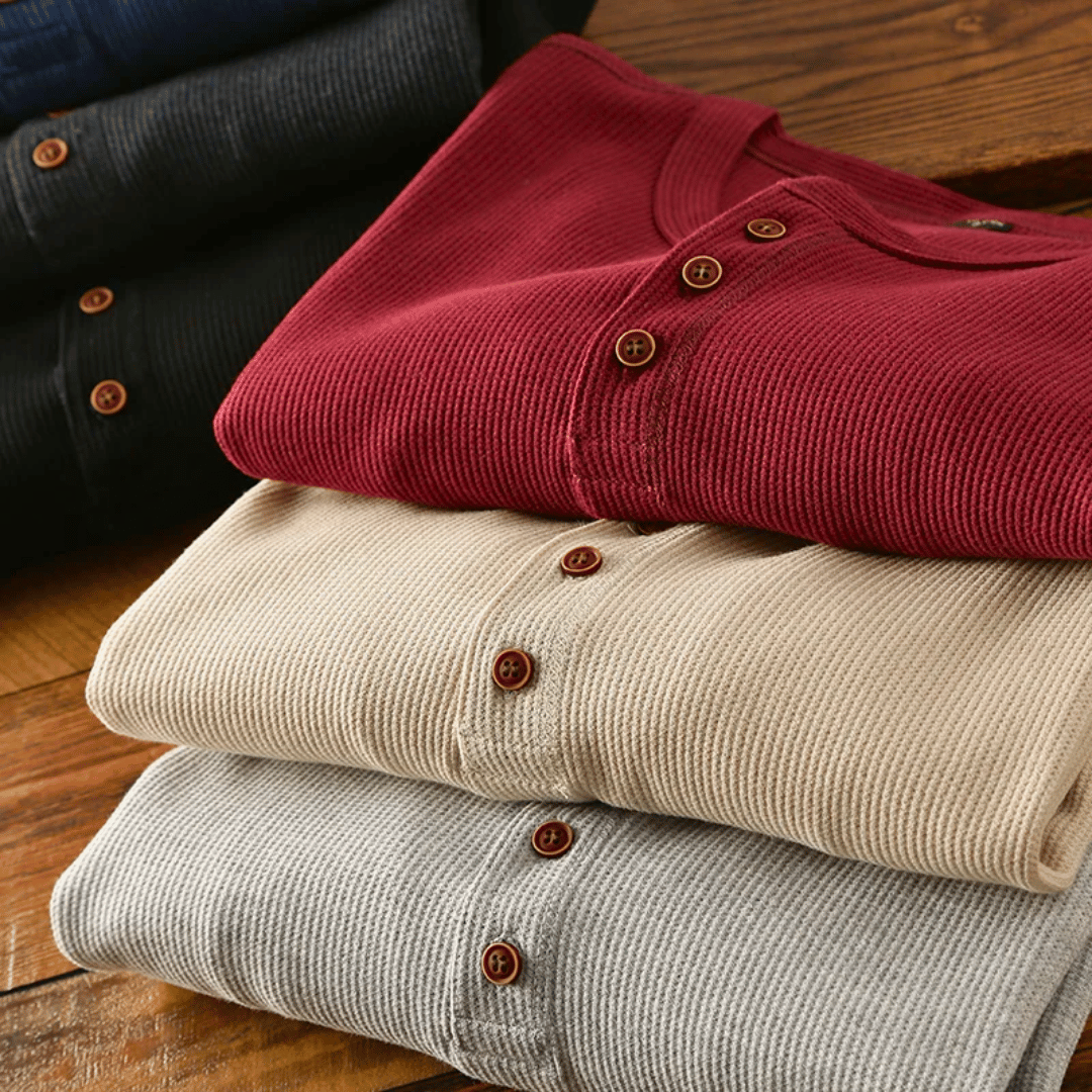 Jersey Henley Algodón Hombre