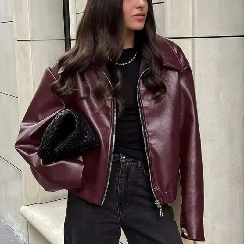 Chaqueta Mujer Cuero Cremallera
