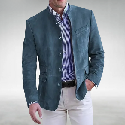 Chaqueta Smart Casual para Hombre con Cuello Mao y Corte Entallado – Ligera y Transpirable