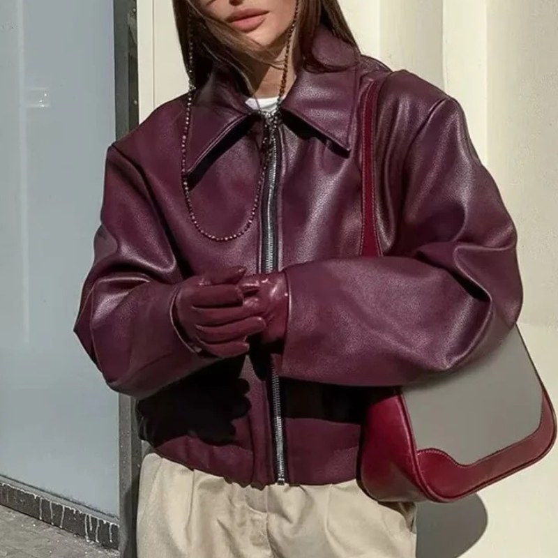 Chaqueta Mujer Cuero Cremallera