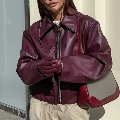 Chaqueta Mujer Cuero Cremallera