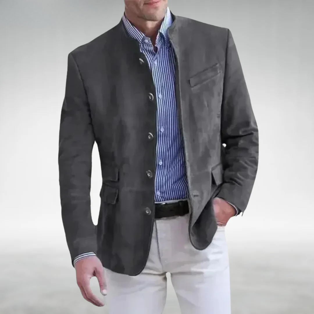 Chaqueta Smart Casual para Hombre con Cuello Mao y Corte Entallado – Ligera y Transpirable