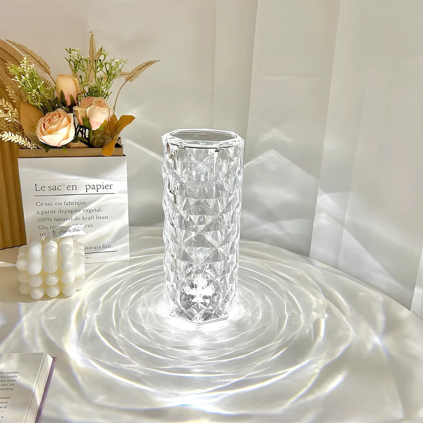 Lámpara Mesa Cristal Táctil