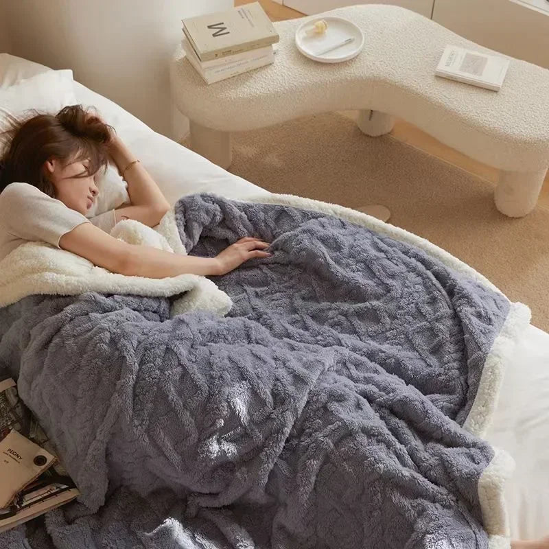 Manta de invierno gruesa de borreguillo WarmWool doble cara y suave