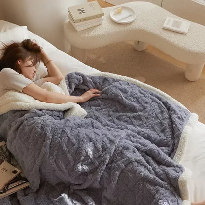 Manta de invierno gruesa de borreguillo WarmWool doble cara y suave