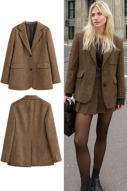 Blazer de Cuadros Mujer Vintage