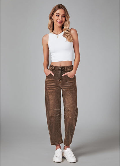 Jeans Mujer Barrel Tiro Alto