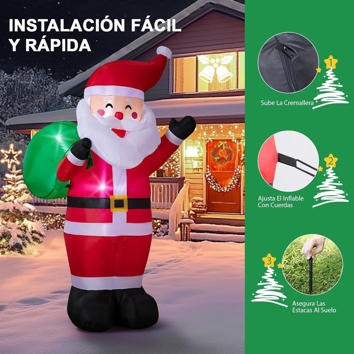 papá noel inflable 244 cm