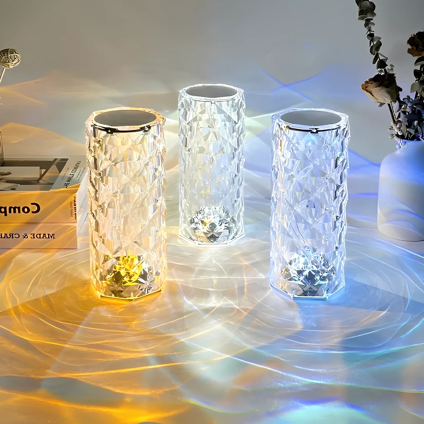 Lámpara Mesa Cristal Táctil