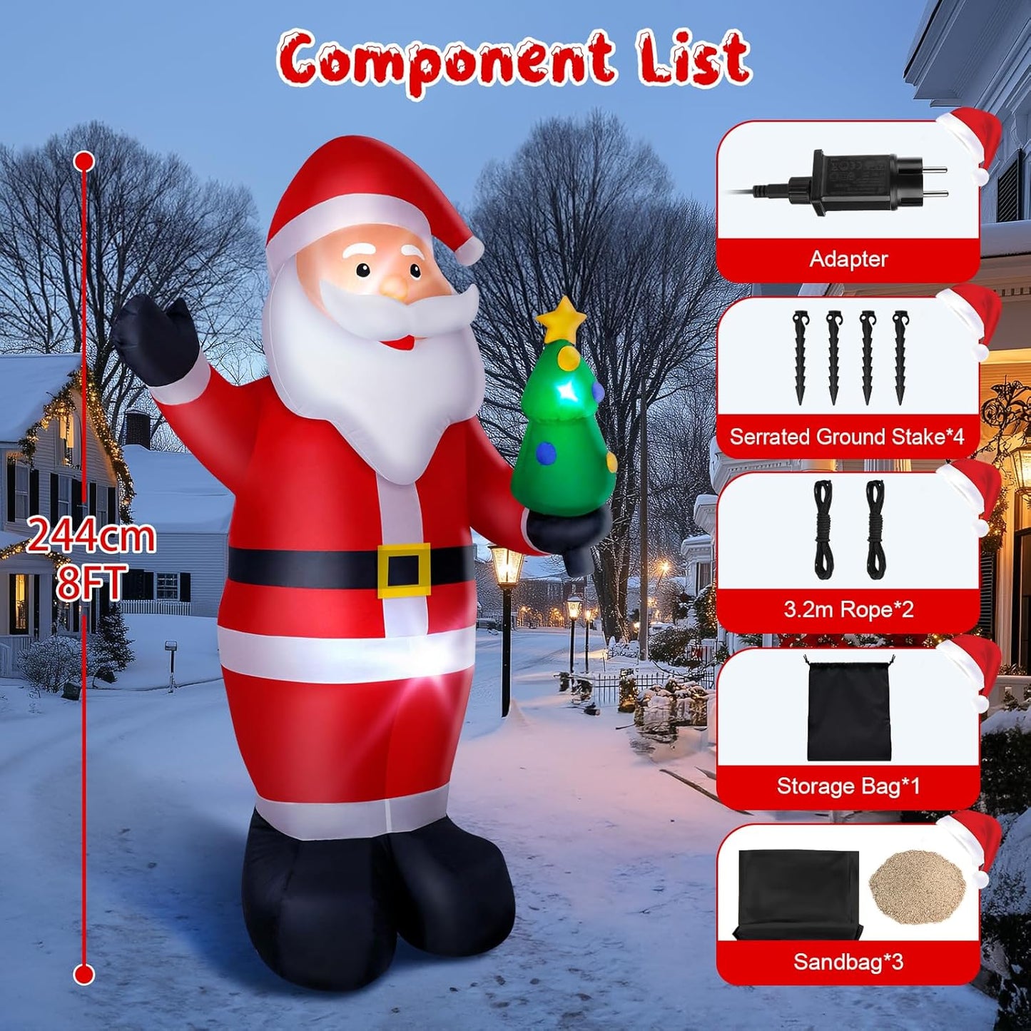 papá noel inflable 244 cm