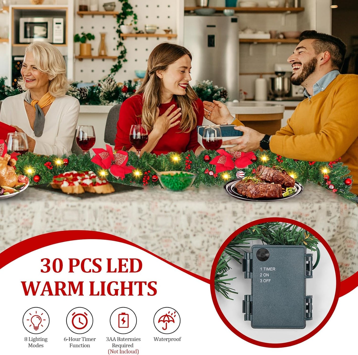 Guirnalda navideña con luces