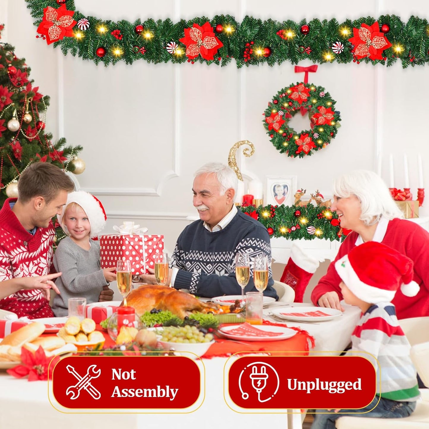 Guirnalda navideña con luces