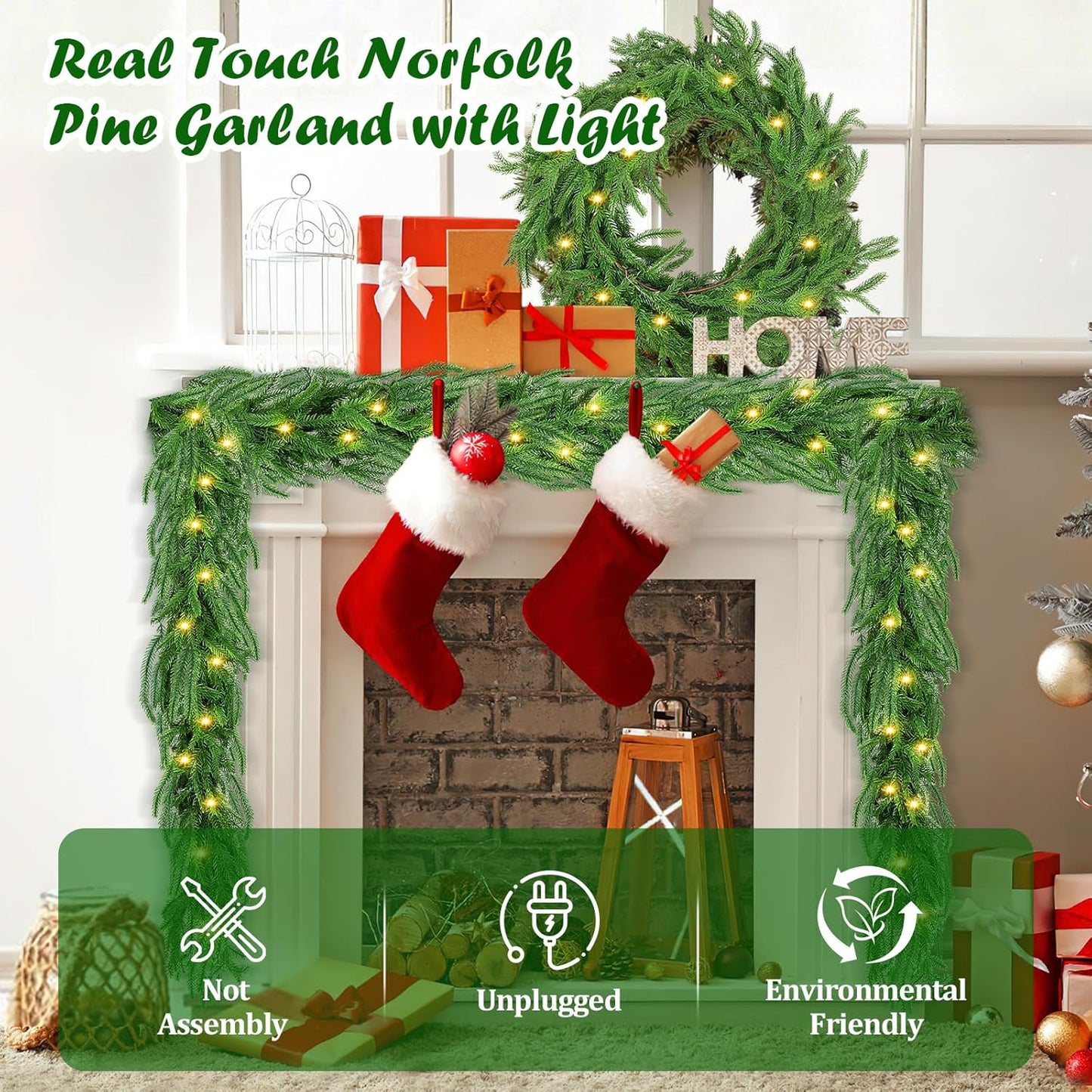 Guirnalda navideña con luces