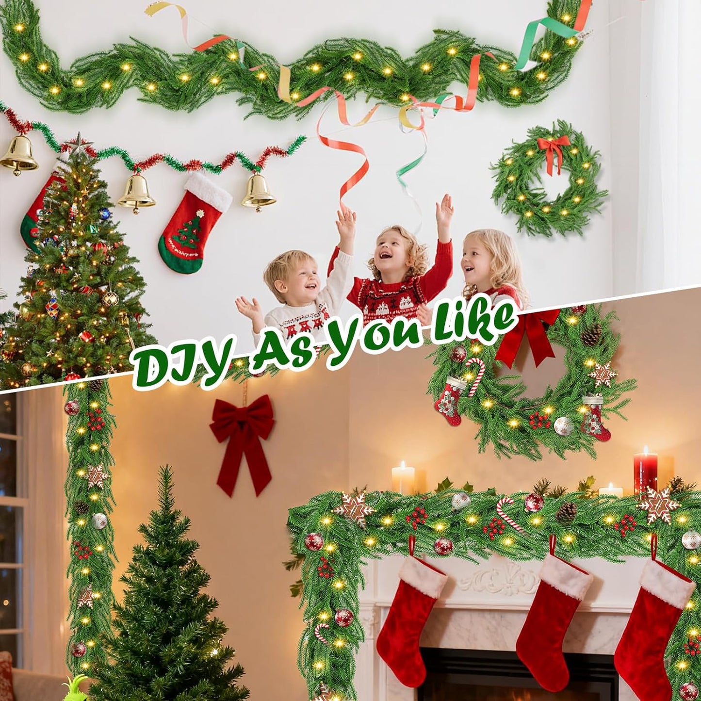 Guirnalda navideña con luces