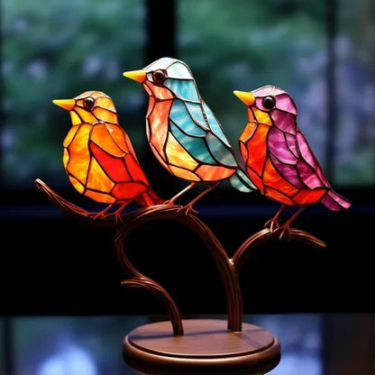 Escultura Pájaro Vidrio Decorativa