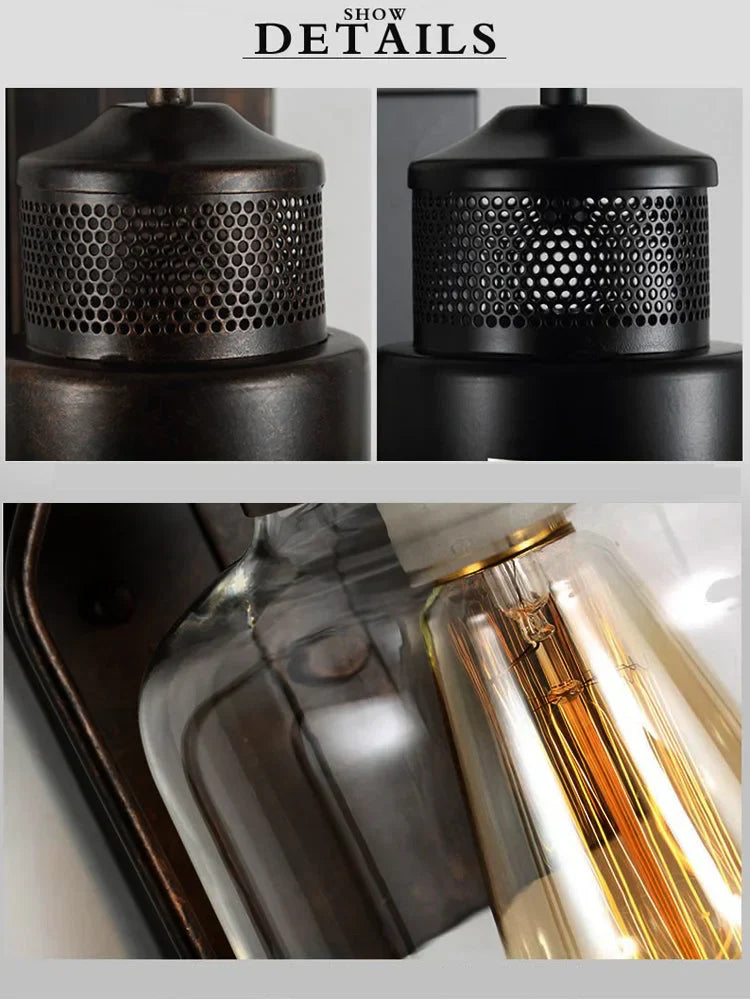 Aplique Pared Vidrio Industrial