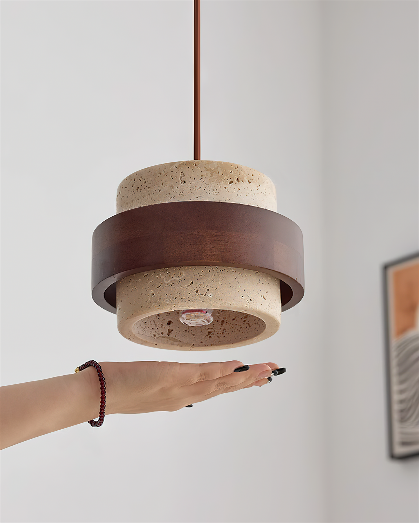Lámpara Colgante Travertino Madera