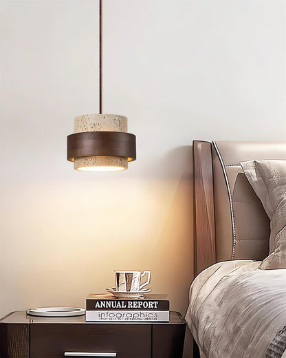 Lámpara Colgante Travertino Madera