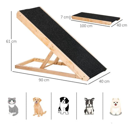 Rampa Mascotas Ajustable Madera
