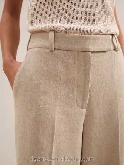 Pantalón Elegante Mujer Beige