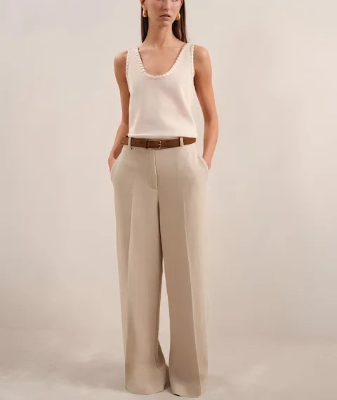 Pantalón Elegante Mujer Beige